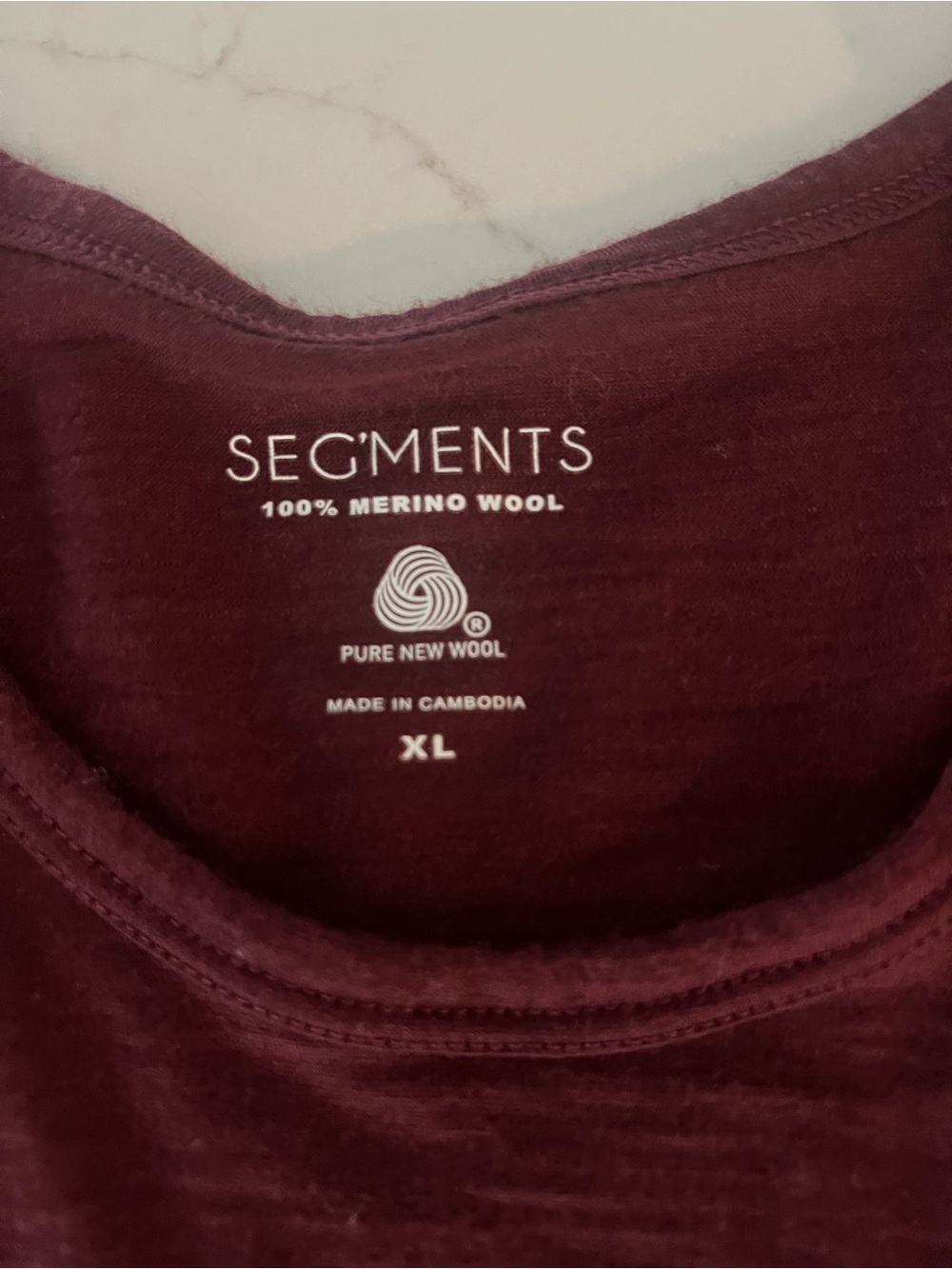 Segments 100% Merino Wool Long Sleeve Base Layer Tee Burgundy XL - Picture 5 of 9